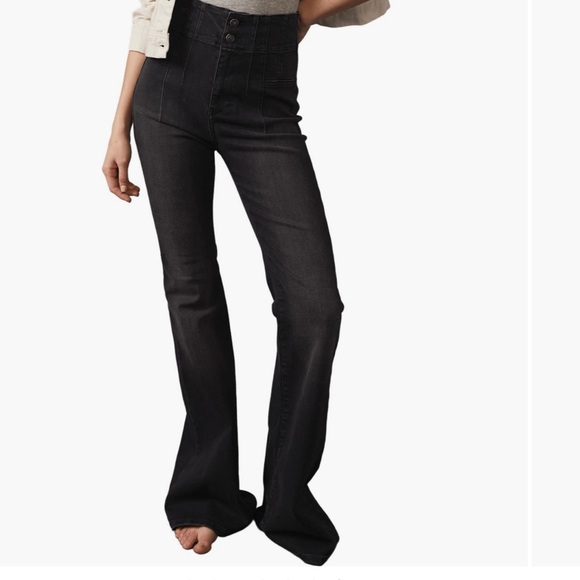 Free People Denim - Free People Black Flare & Wide Leg Jeans